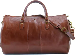 Floto Venezia Garment Duffle Travel Bag Suitcase in Brown Full Grain Leather