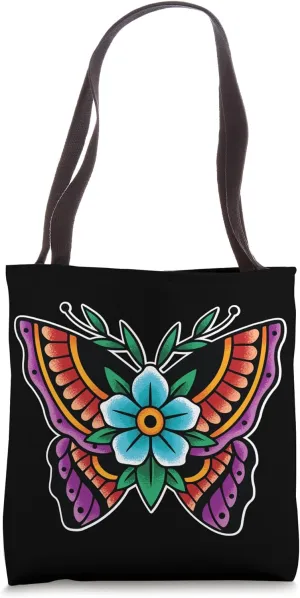 Flower Butterfly Tattoo art Tote Bag