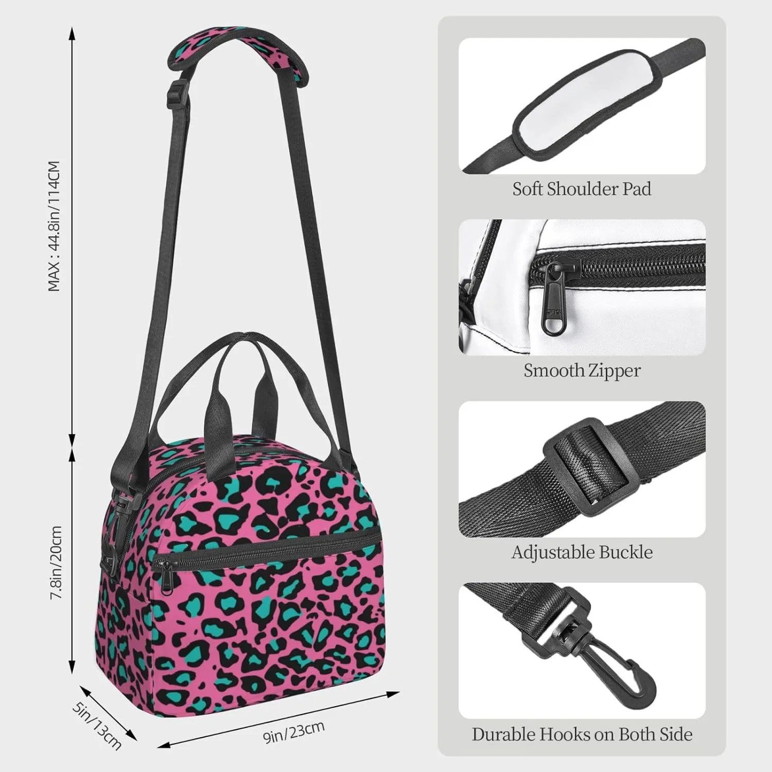 Flower Leaves,Insulated Reusable Lunch Bag with Adjustable Shoulder Strap for Adults,Flower Petals Swirled Branches,Leakproof Office Picnic Hiking Beach Tote Bag,Brown,9x5x7.8in