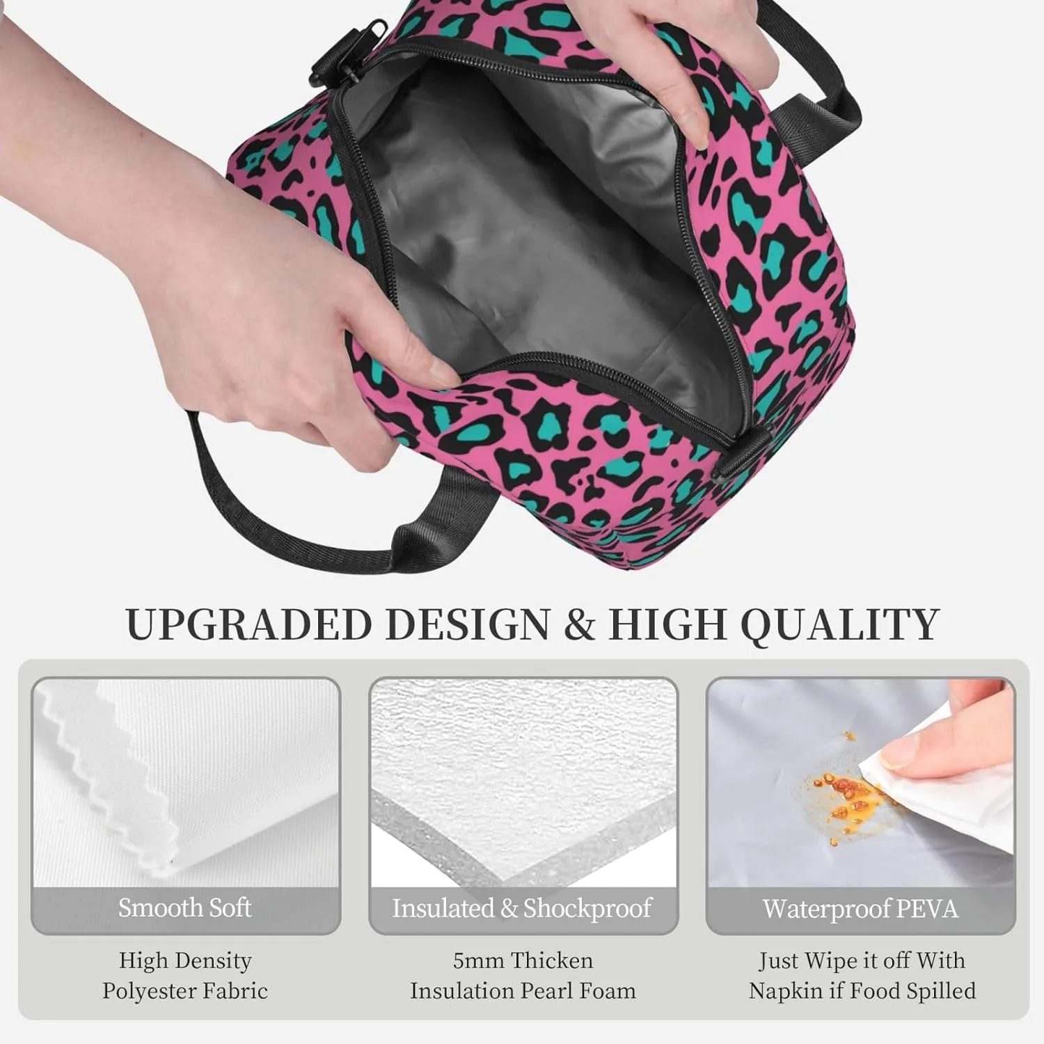 Flower Leaves,Insulated Reusable Lunch Bag with Adjustable Shoulder Strap for Adults,Flower Petals Swirled Branches,Leakproof Office Picnic Hiking Beach Tote Bag,Brown,9x5x7.8in