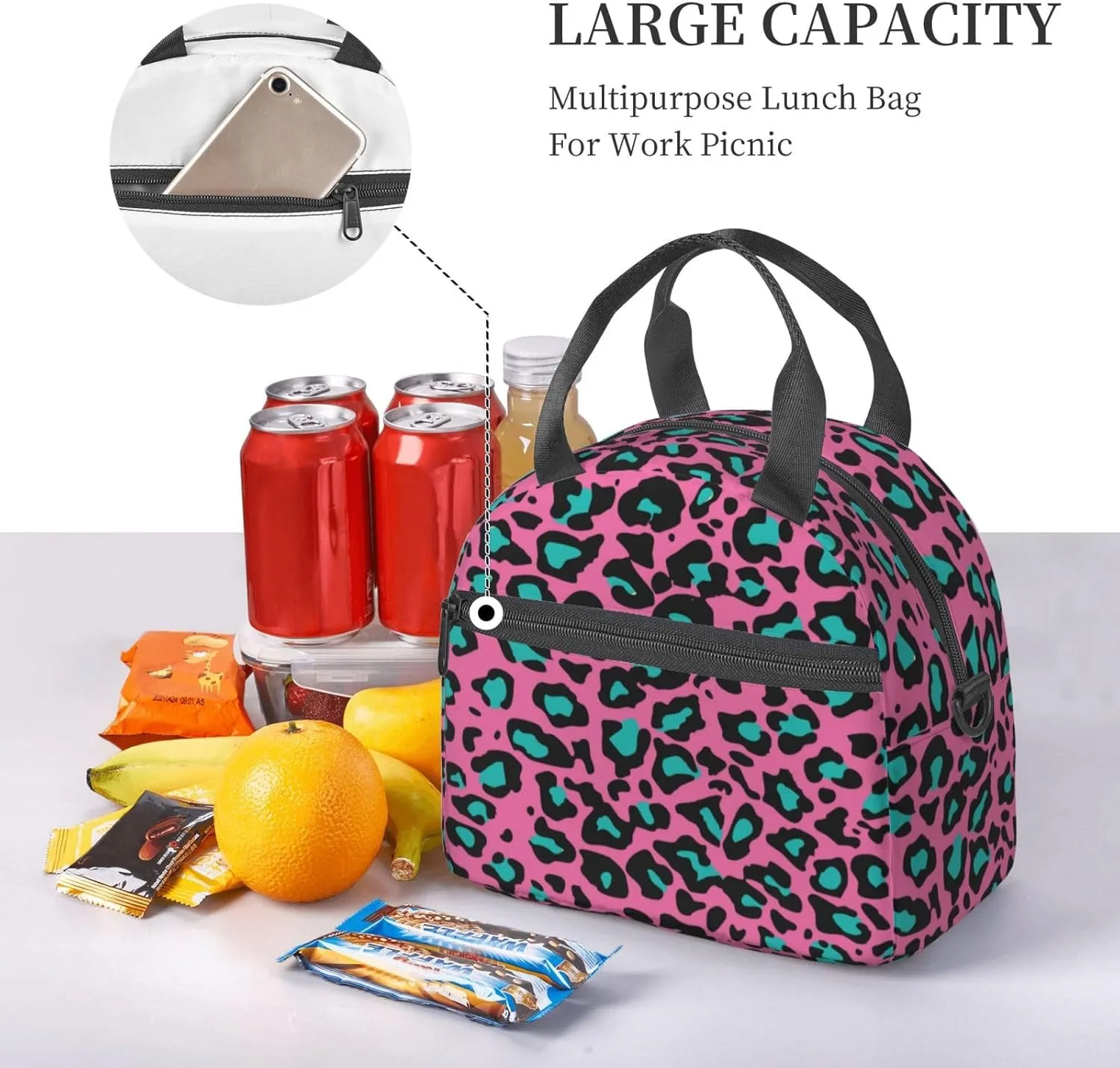 Flower Leaves,Insulated Reusable Lunch Bag with Adjustable Shoulder Strap for Adults,Flower Petals Swirled Branches,Leakproof Office Picnic Hiking Beach Tote Bag,Brown,9x5x7.8in