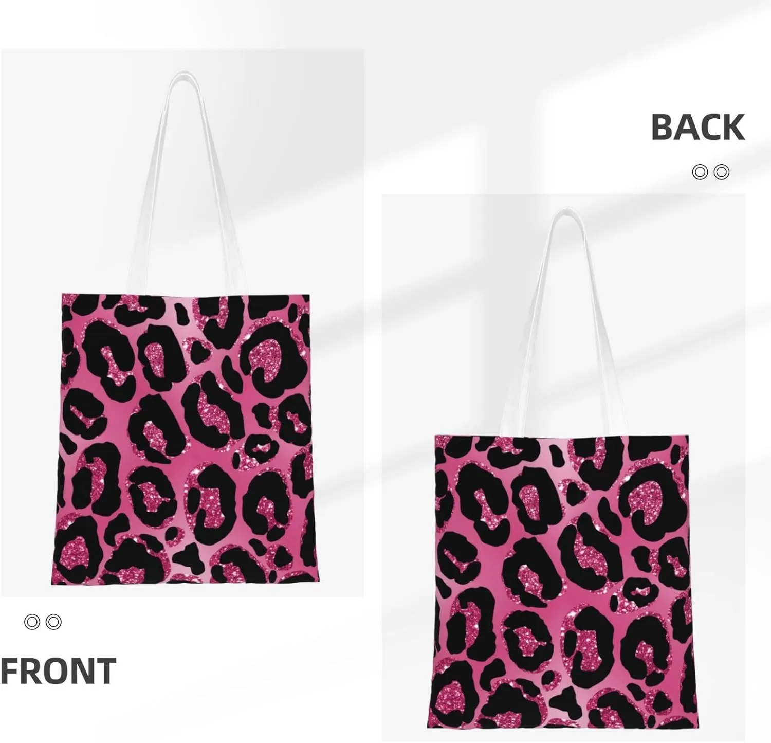 Flower Leopard Print Tote Bag Reusable Shoulder Tote Bag For Women Lady Vacation, Shopping, Work