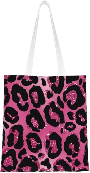 Flower Leopard Print Tote Bag Reusable Shoulder Tote Bag For Women Lady Vacation, Shopping, Work