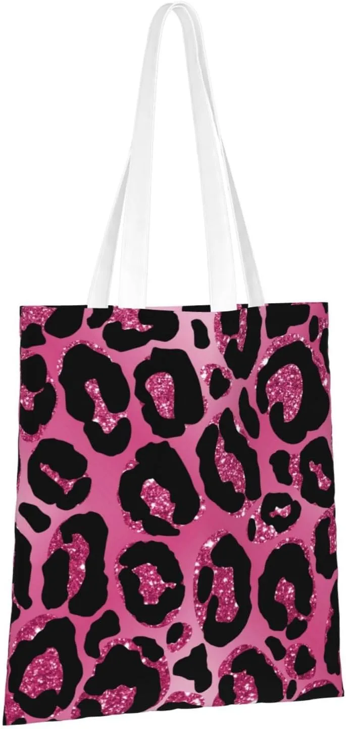 Flower Leopard Print Tote Bag Reusable Shoulder Tote Bag For Women Lady Vacation, Shopping, Work