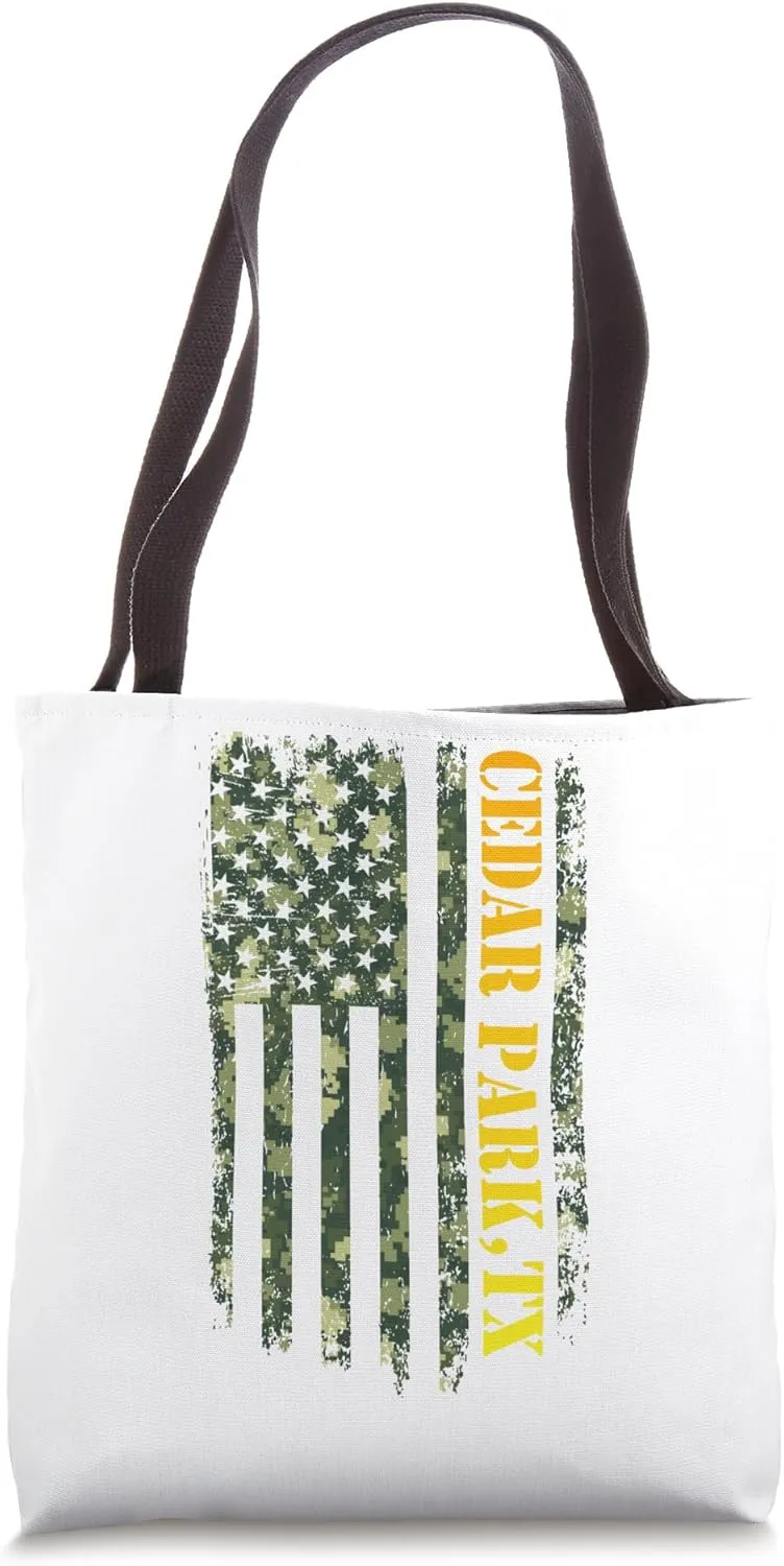 Flower Mound Texas Camouflage Usa Flag Tote Bag