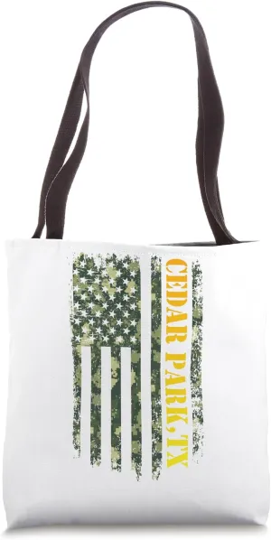 Flower Mound Texas Camouflage Usa Flag Tote Bag