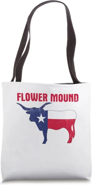 Flower Mound TX Texas City Flag With Longhorn State Flag Tote Bag
