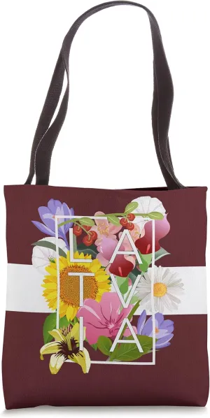 Flowers of Latvia Word Art - Latvian Pride Tote Bag