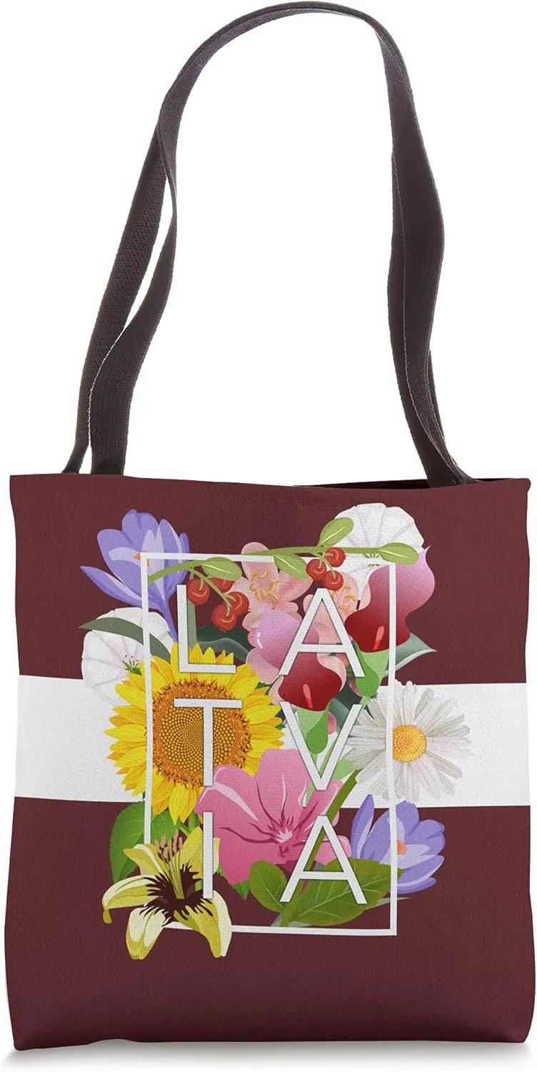 Flowers of Latvia Word Art - Latvian Pride Tote Bag