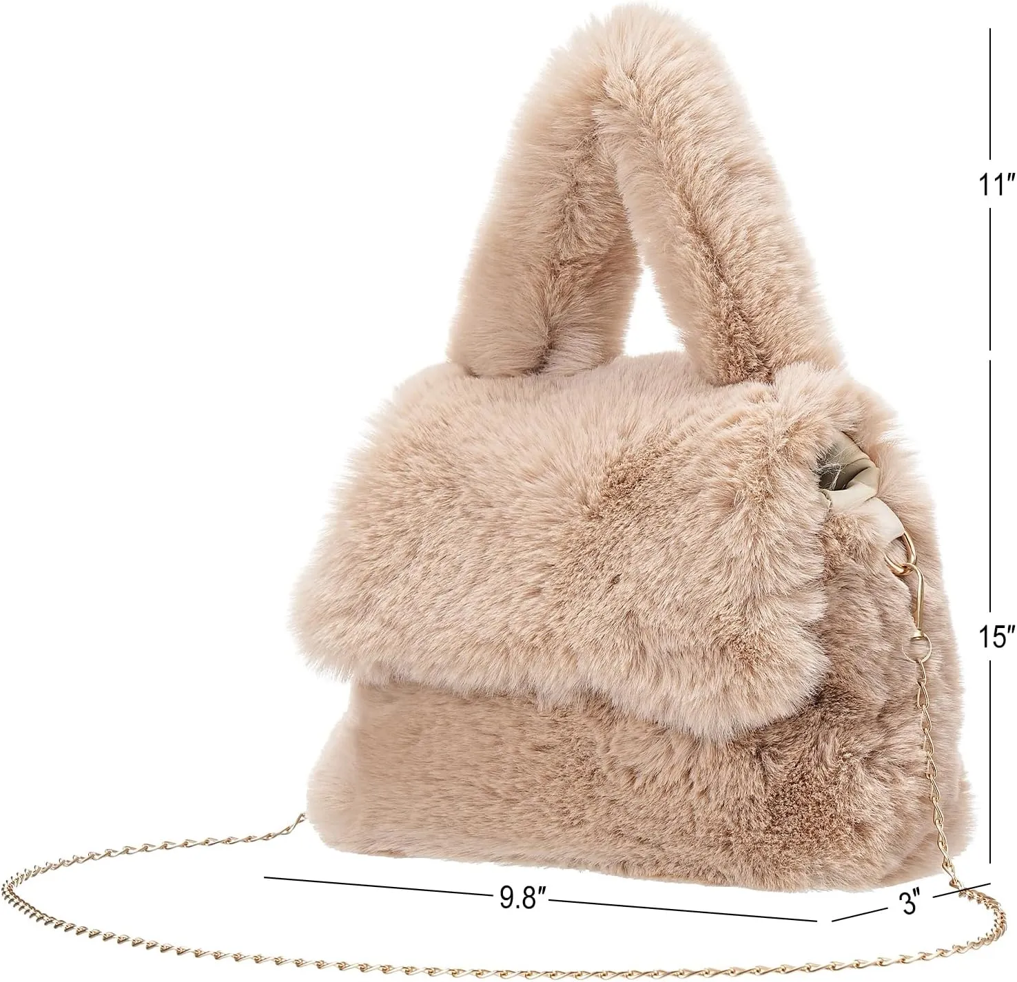 Fluffy Tote Bag for Woman Plush Shoulder Handbag Furry Faux Fur Purse for Winter