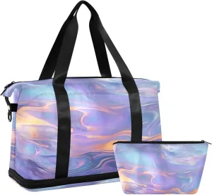 Fluid Liquid Gym Bag - Weekender Overnight Bags for Women Men, Sport Travel Duffel Bag with Wet Pocket & Shoe Compartment