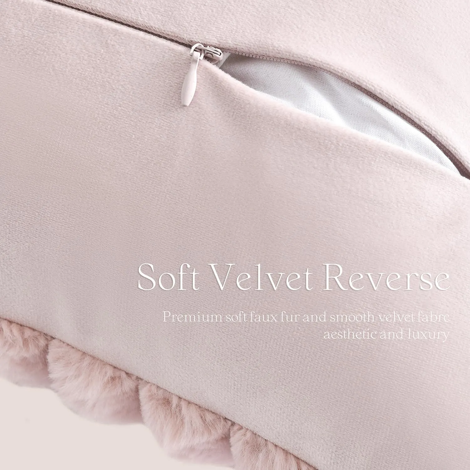 Foindtower Pack of 2, Faux Fur Plush Decorative Throw Pillow Covers Soft Fluffy Lumbar Cushion Case Cozy Fuzzy Striped Pillowcase Home Decor for Sofa Couch Living Room Bedroom 12x20 Inch, Dusty Pink