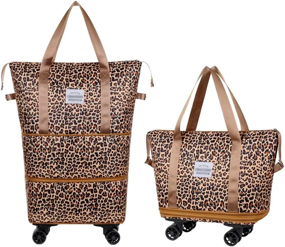 Foldable Travel Duffel Bag Expandable Carry on Rolling Duffle Bag with Wristlet and Dry-Wet Separation