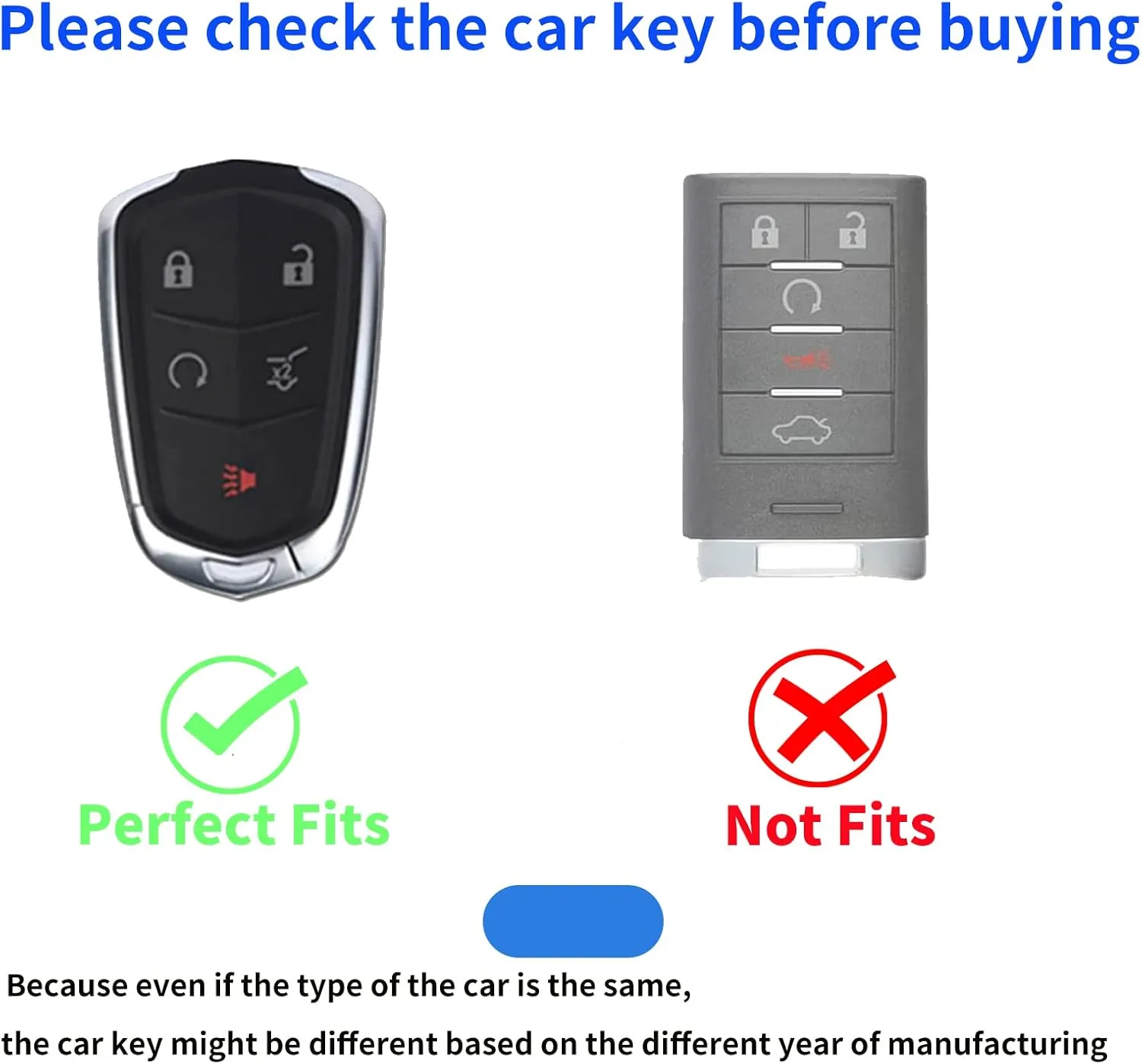 for Cadillac Key Fob Cover,Compatible with 2015-2019 Cadillac Escalade CTS SRX XT5 ATS STS CT6