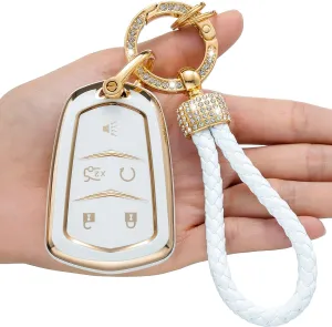 for Cadillac Key Fob Cover,Compatible with 2015-2019 Cadillac Escalade CTS SRX XT5 ATS STS CT6