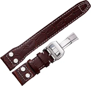For IWC Pilot Mark series Watch band genuine leather strap accessories male rivet cow leather wristband 22mm Watchbands