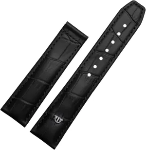 for Maurice Lacroix Watchbands Genuine Leather Watch Strap 20mm 22mm Folding Buckle Leisure Business Cow Leather Bracelet (Color : Black no Buckle, Size : 20mm)