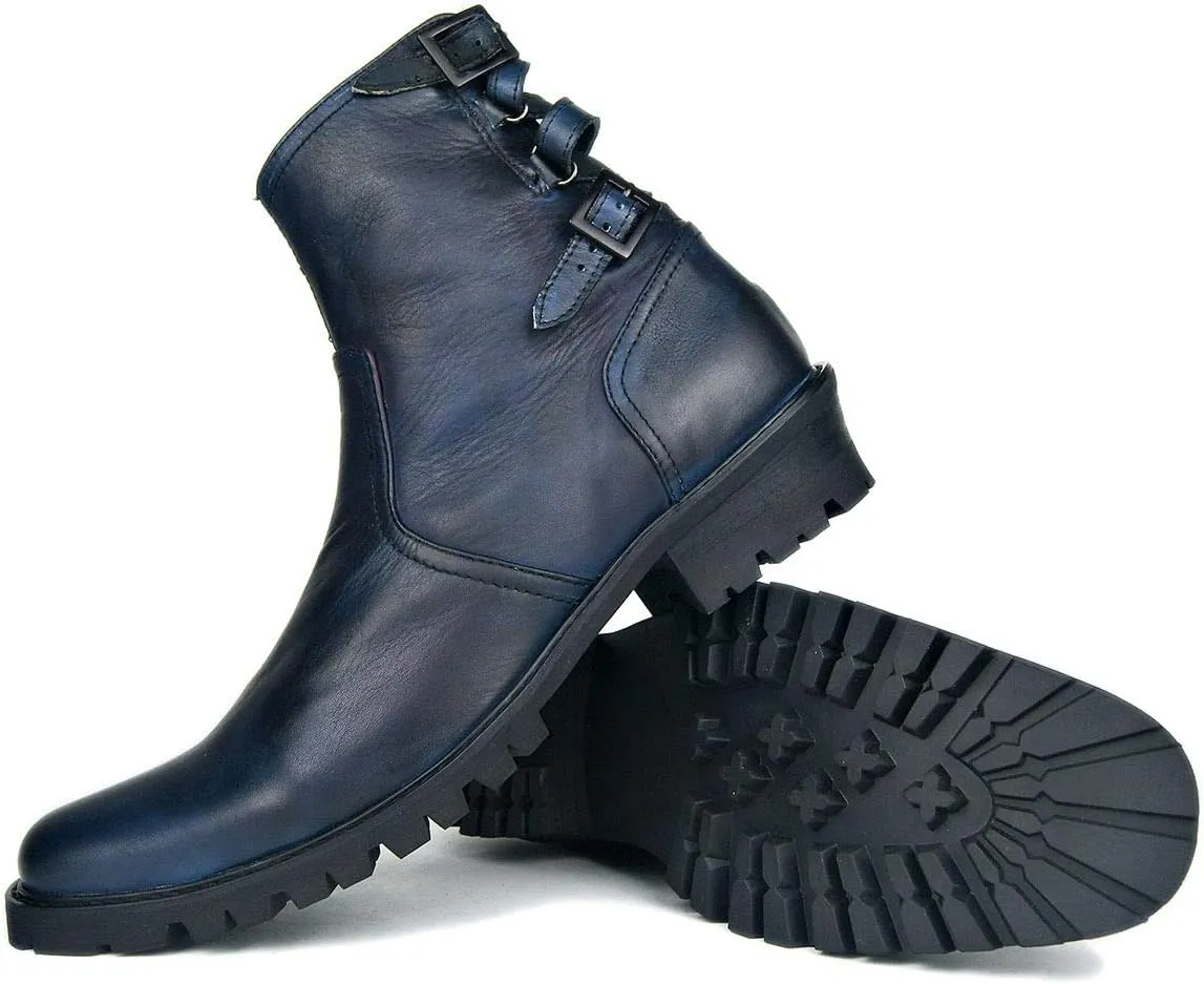 For Men Ankle Boots Mens Zip Pointed Belt Boots Holiday Business Club Party For Office Genuine Pure Leather The First Layer Of Cowhide