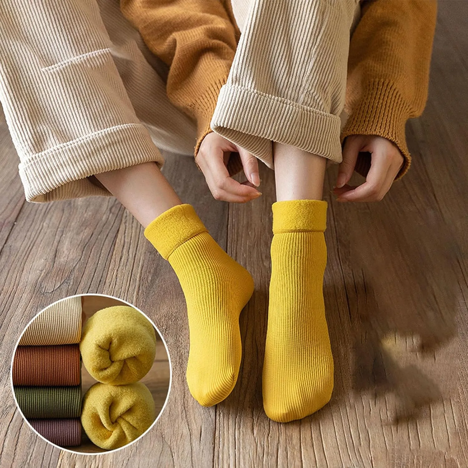 Forcharm Janemore Fleececozy - Ultra Soft Velvet Slim Thermal Fleece Cozy Socks