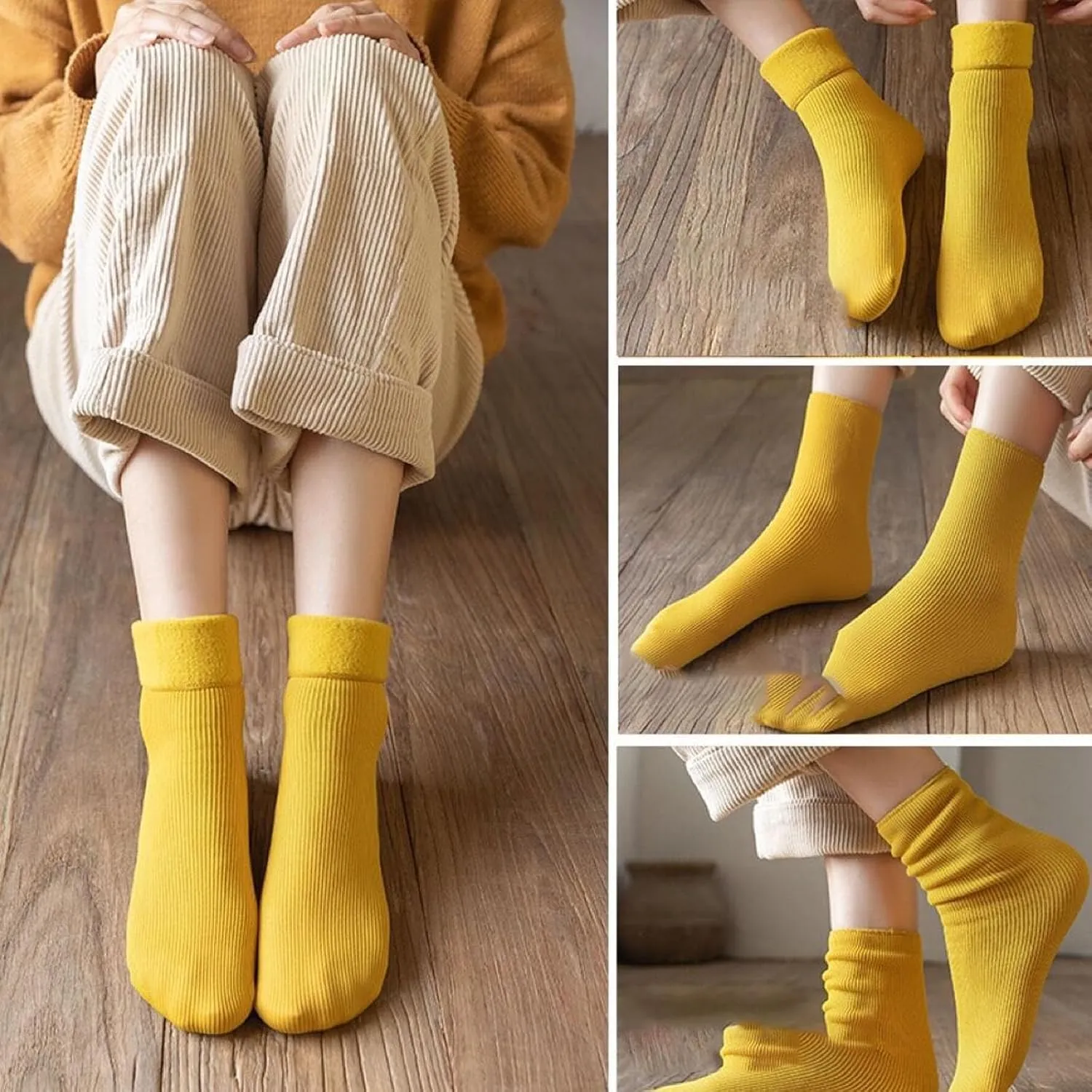 Forcharm Janemore Fleececozy - Ultra Soft Velvet Slim Thermal Fleece Cozy Socks