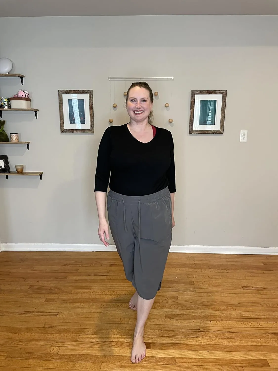FOREYOND Womens Plus Size Capris Pants Quick Dry Loose Casual Workout Pants with Pockets 1XL-5XL