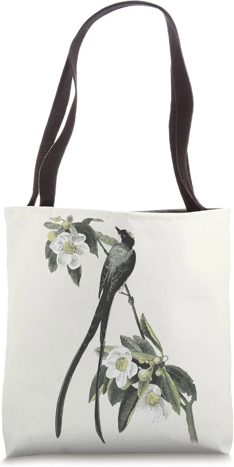 Fork Tailed Flycatcher Scissortail Garden Flower Bird Lover Tote Bag