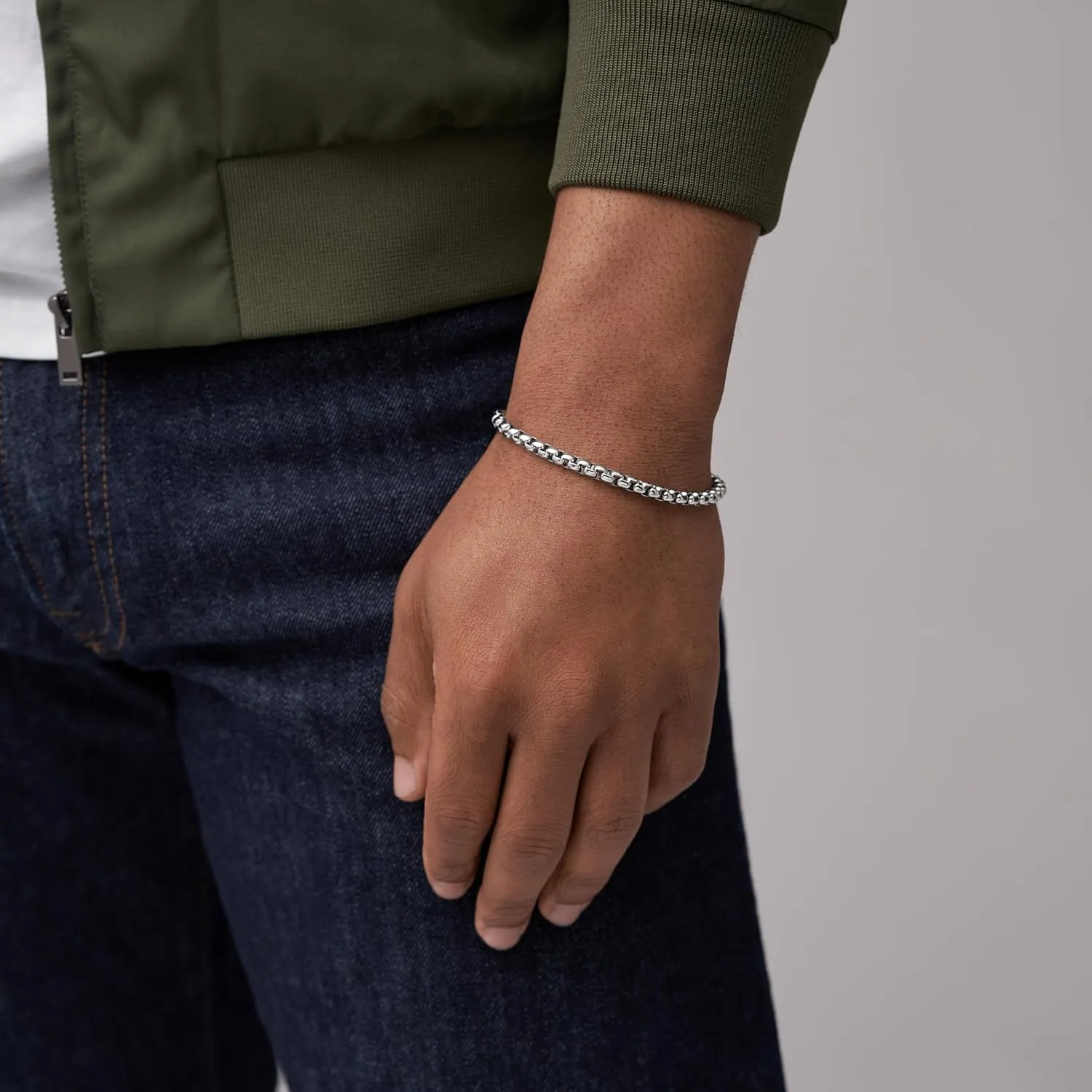Fossil Men's Plated Stainless Steel Engravable Personalized Gift ID, Chain or Cuff Bracelet for Men