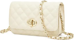 FOXLOVER Quilted Crossbody Purse for Women Faux Leather Trendy Ladies Shoulder Bag with Chain