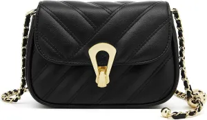 FOXLOVER Small Quilted Crossbody Bags for Women Faux Leather Trendy Chain Shoulder bag Purses