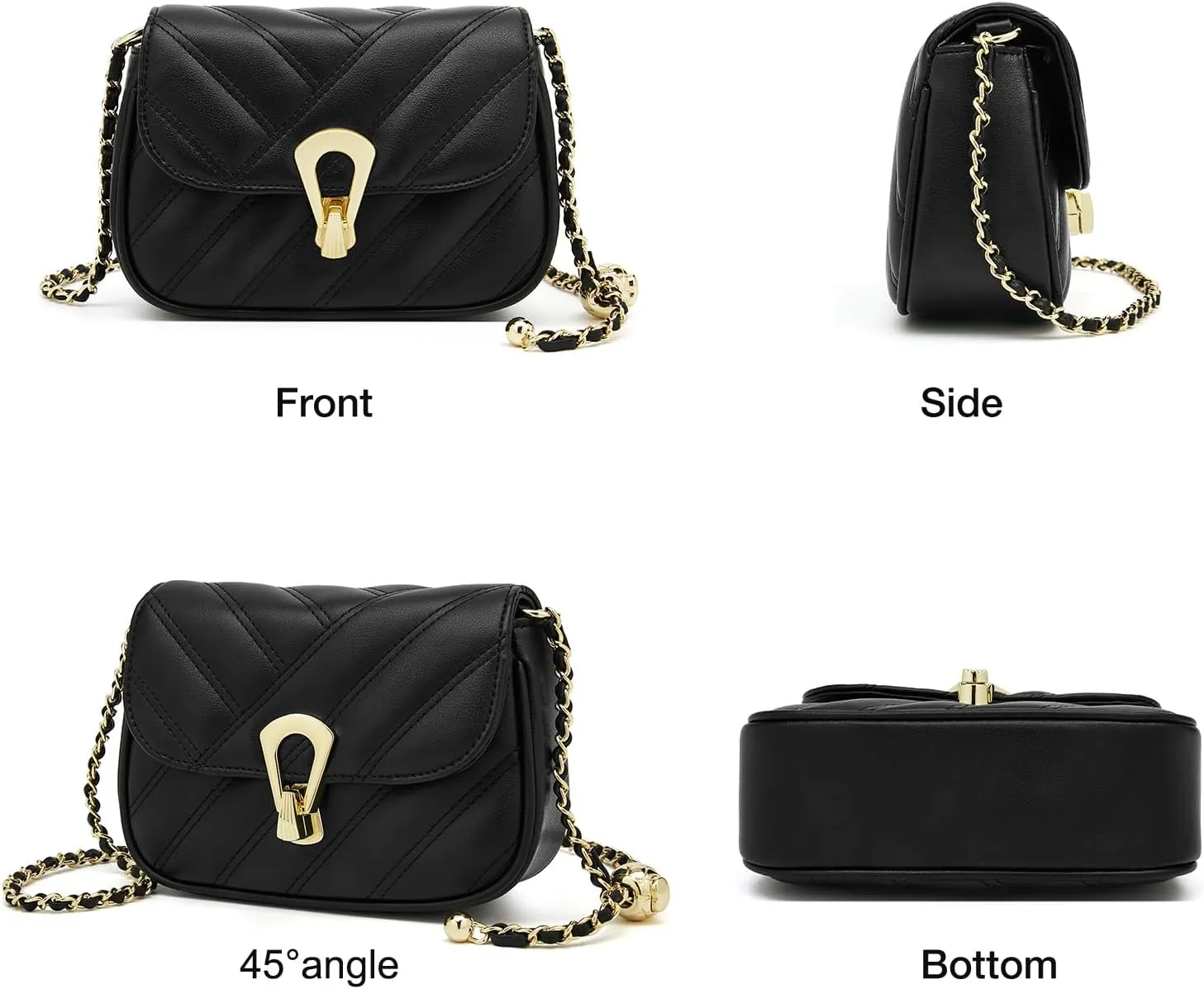 FOXLOVER Small Quilted Crossbody Bags for Women Faux Leather Trendy Chain Shoulder bag Purses
