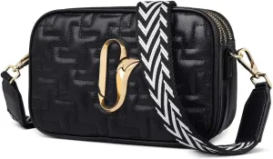 FOXLOVER Women's Crossbody Bags Leather Small Shoulder Bag Purses for Women Quilted Chain Lady Casual Lattice