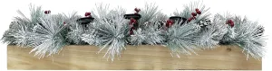 Fraser Hill Farm Snowy Pine Christmas Tabletop Pillar Candle Holder, 42 Inch Length | Decorated with Pinecones and Red Berries | Holds 5 Pillar Candles | Perfect Holiday Decoration | FF042CHTT011-0SN