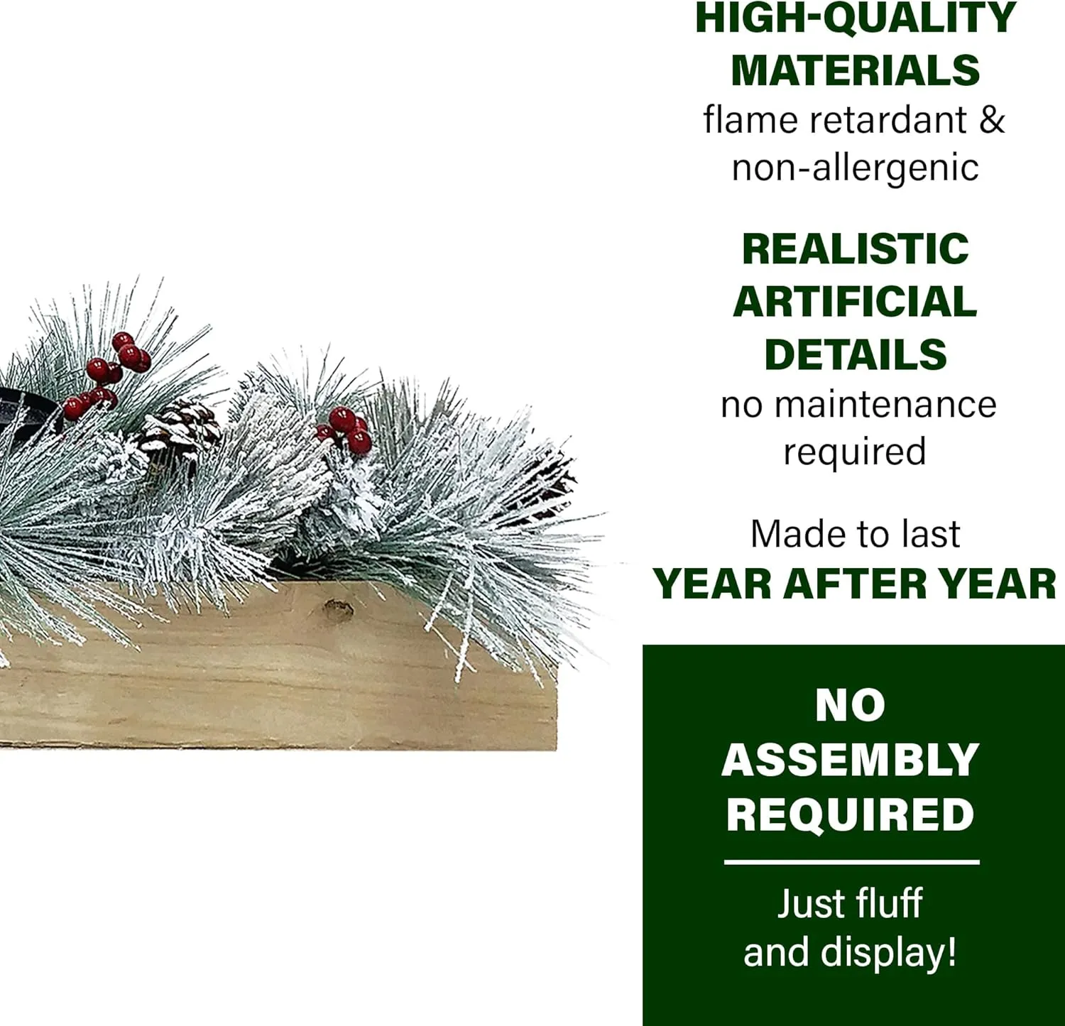 Fraser Hill Farm Snowy Pine Christmas Tabletop Pillar Candle Holder, 42 Inch Length | Decorated with Pinecones and Red Berries | Holds 5 Pillar Candles | Perfect Holiday Decoration | FF042CHTT011-0SN