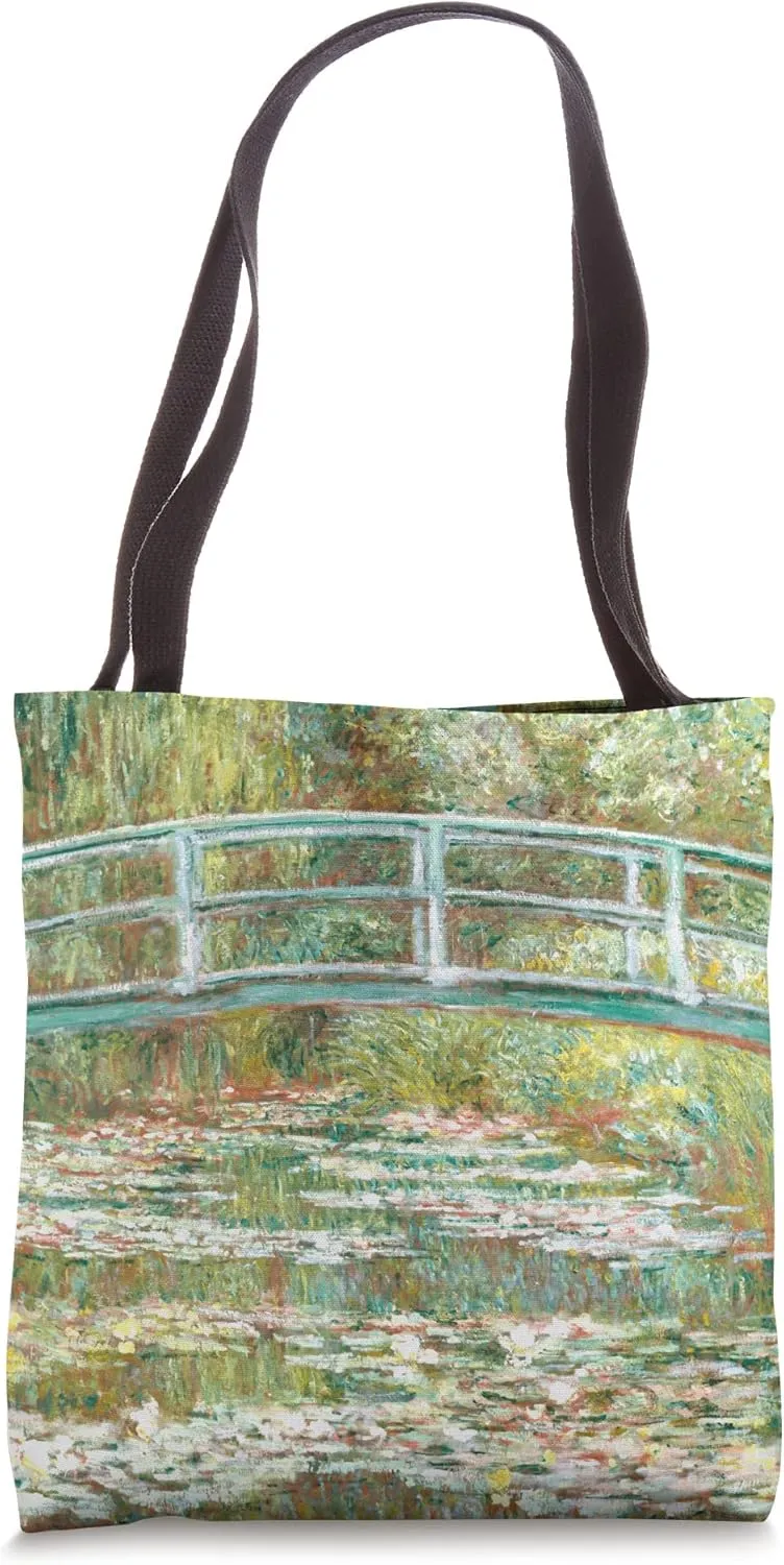 French Art Nature Water Bridge Flowers Impressionist Classic Tote Bag