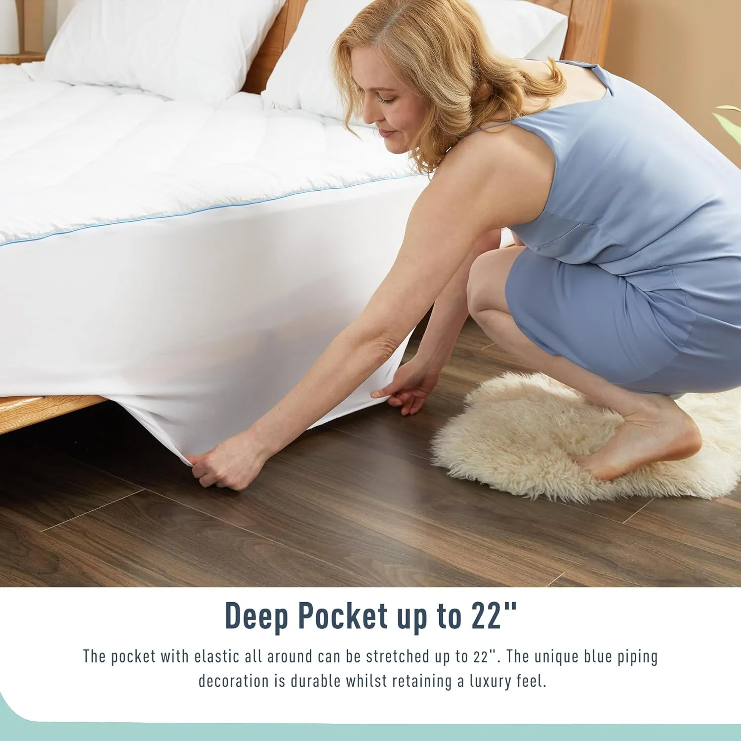 Full Size Mattress Protector Waterproof Quilted Mattress Cover Cotton Mattress Pad Cover Extra Deep Pocket 18-22" Thin Version Hypoallergenic & Soft