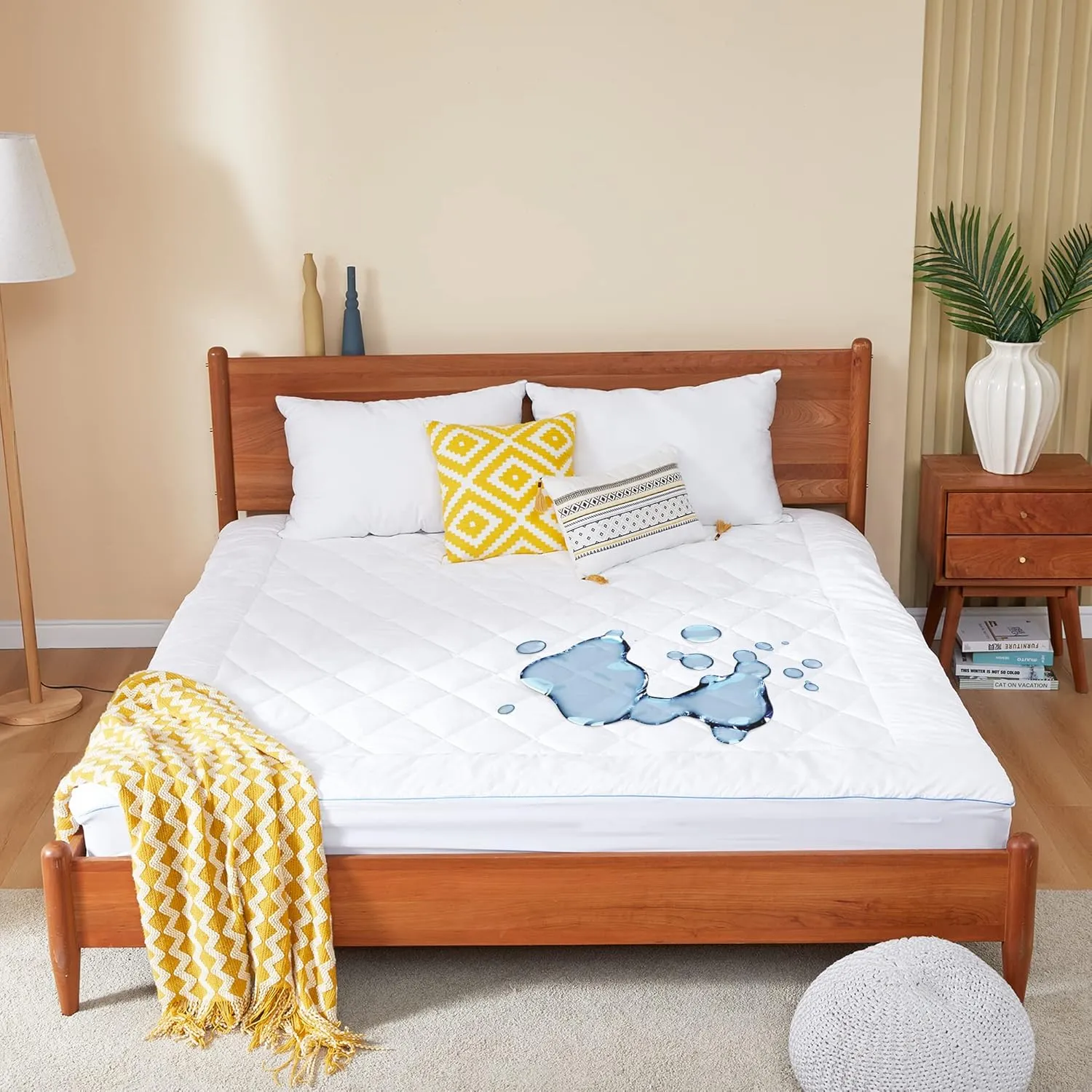 Full Size Mattress Protector Waterproof Quilted Mattress Cover Cotton Mattress Pad Cover Extra Deep Pocket 18-22" Thin Version Hypoallergenic & Soft