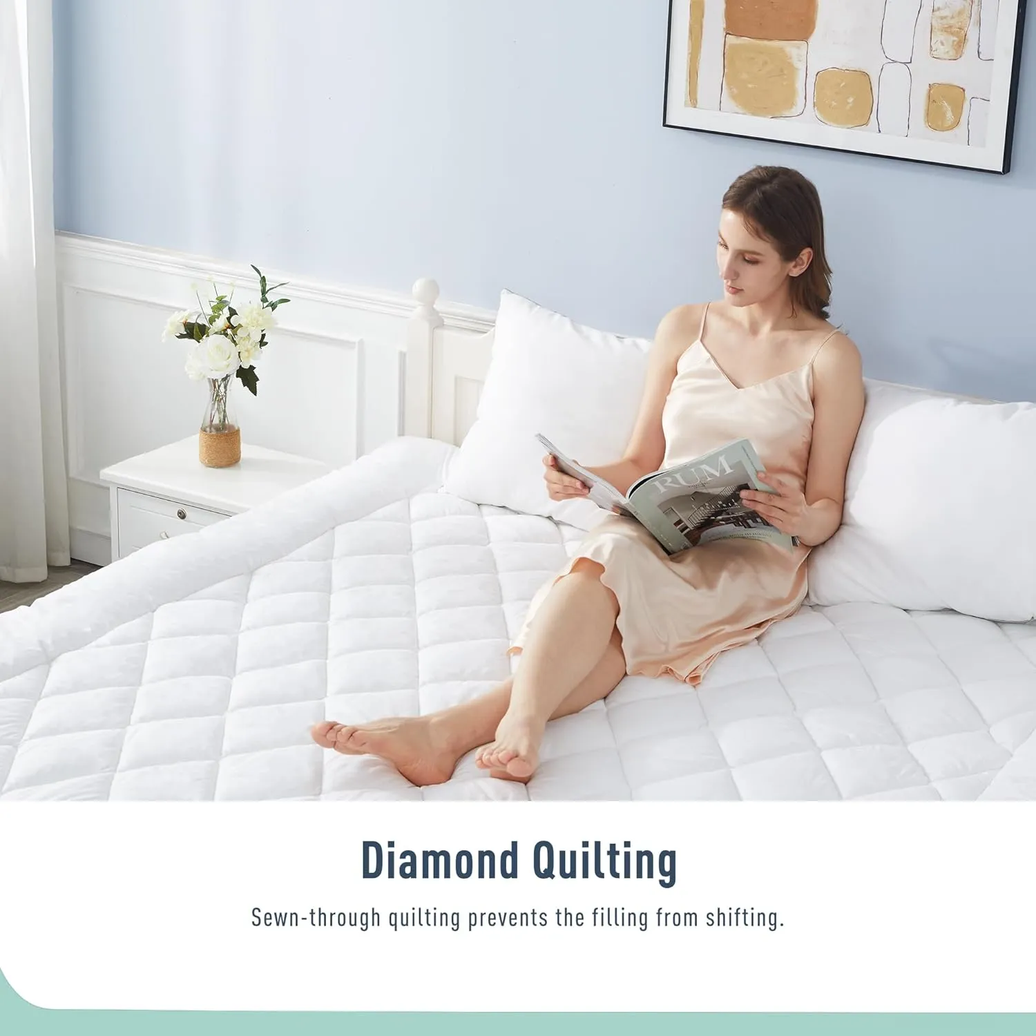 Full Size Mattress Protector Waterproof Quilted Mattress Cover Cotton Mattress Pad Cover Extra Deep Pocket 18-22" Thin Version Hypoallergenic & Soft