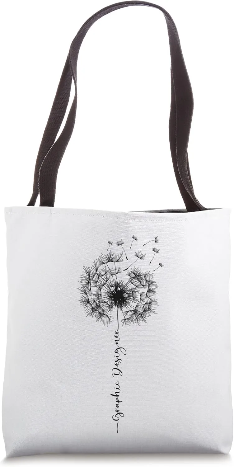 Funny Graphic Designer Dandelion Profession Saying Flower Tote Bag