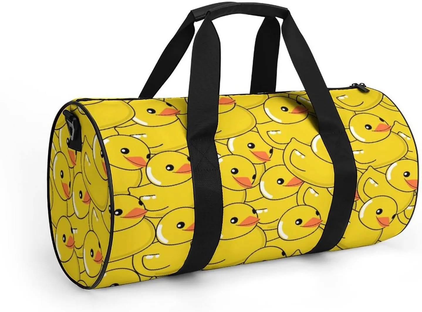 Funny Rubber Duck Art Large Capacity Cylindrical Fitness Bag, Hand-held Fitness Bag