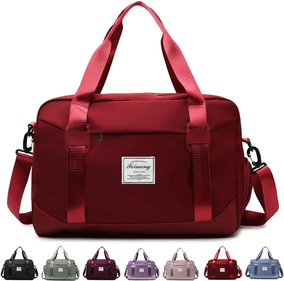FUNSEED Large Carry-on Luggage, Travel Duffel Bags for Women and Men, 18.5×7.5×12.6 Personal Item Gym Bag (Red)