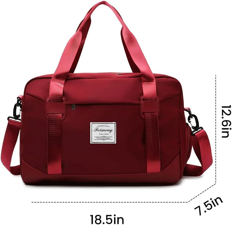 FUNSEED Large Carry-on Luggage, Travel Duffel Bags for Women and Men, 18.5×7.5×12.6 Personal Item Gym Bag (Red)
