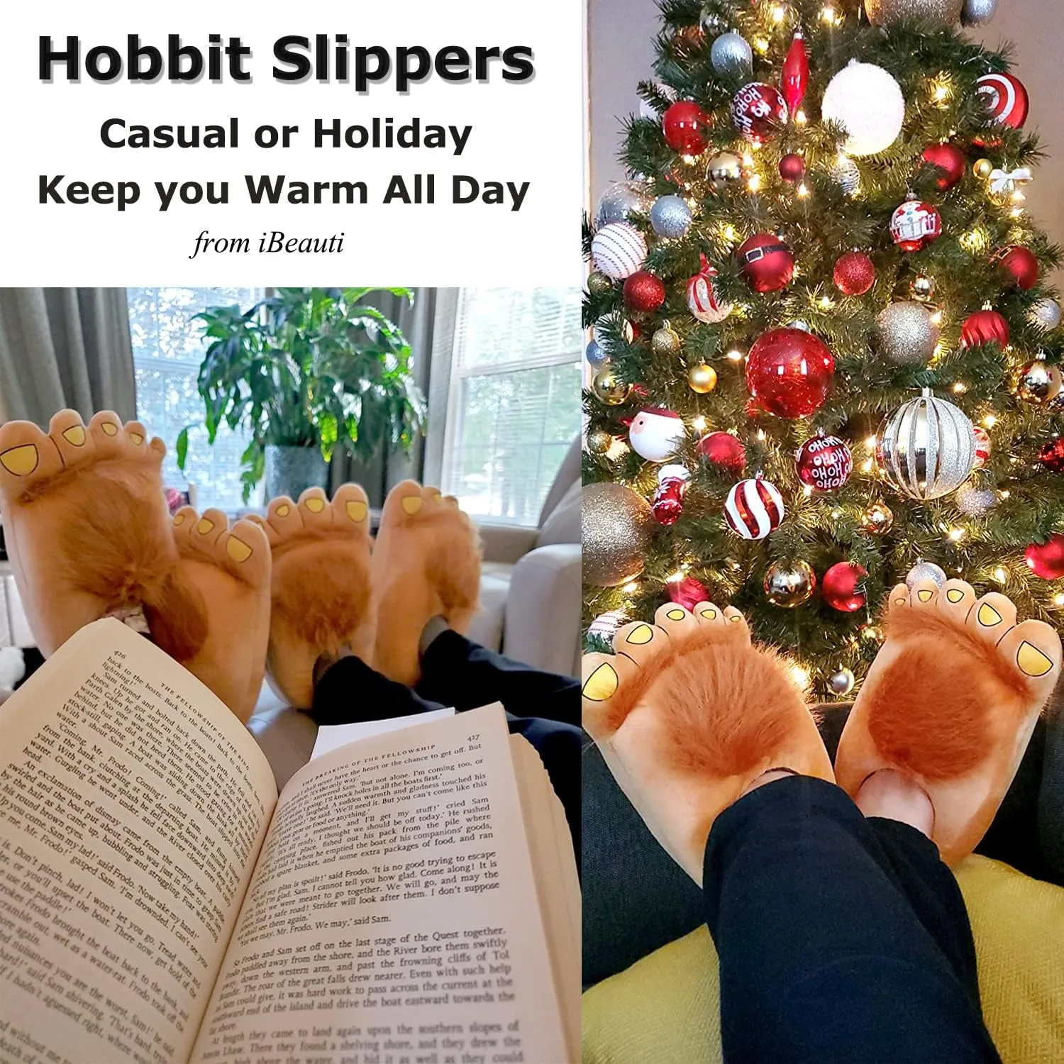 Furry Monster Adventure Slippers Comfortable Novelty Warm Winter Hobbit Feet for Adults