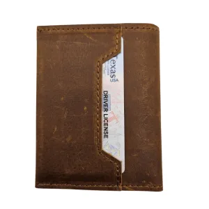 GAC STOP Minimalist Full Grain Leather Men's Card Wallet Brown