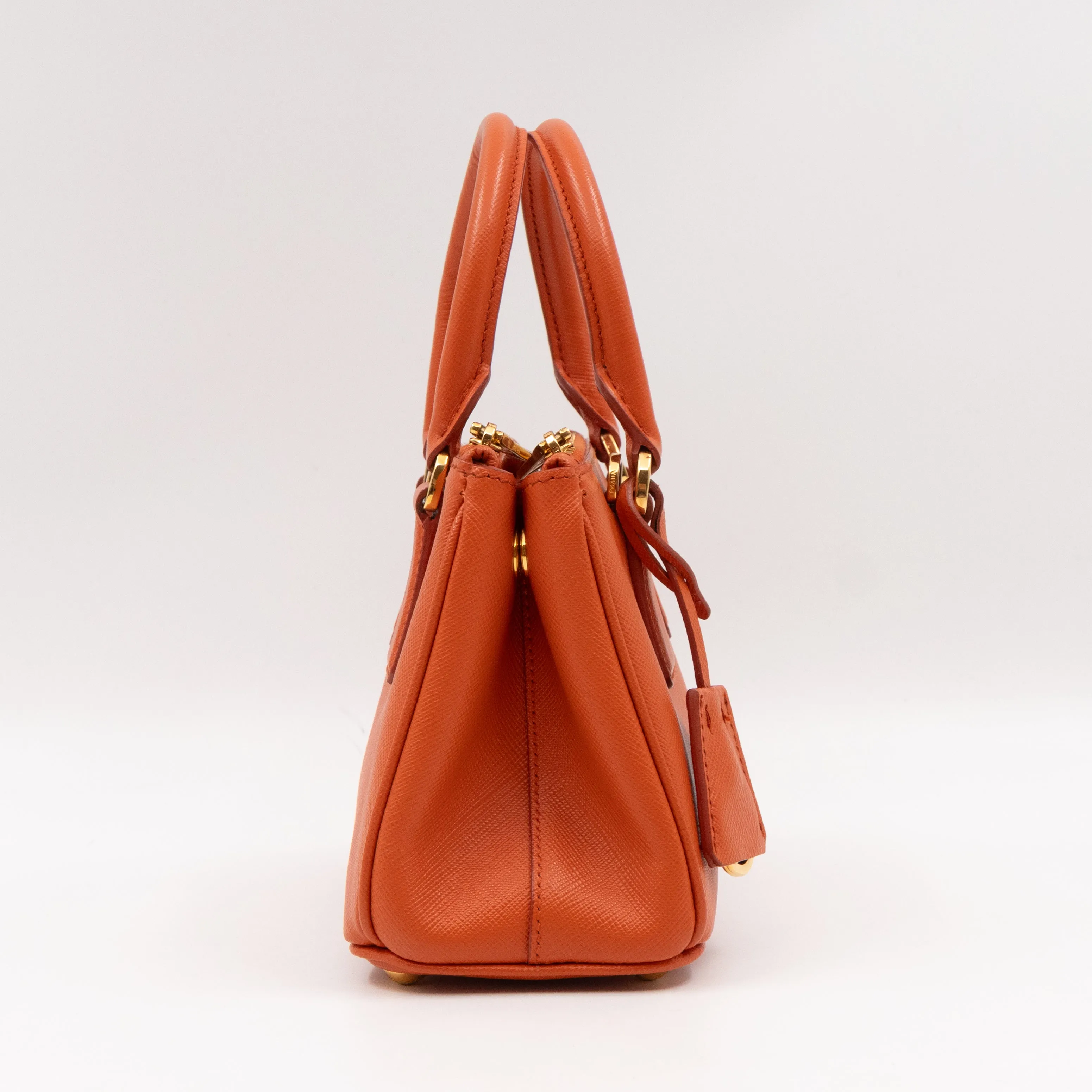 Galleria Micro Double Zip Orange Saffiano