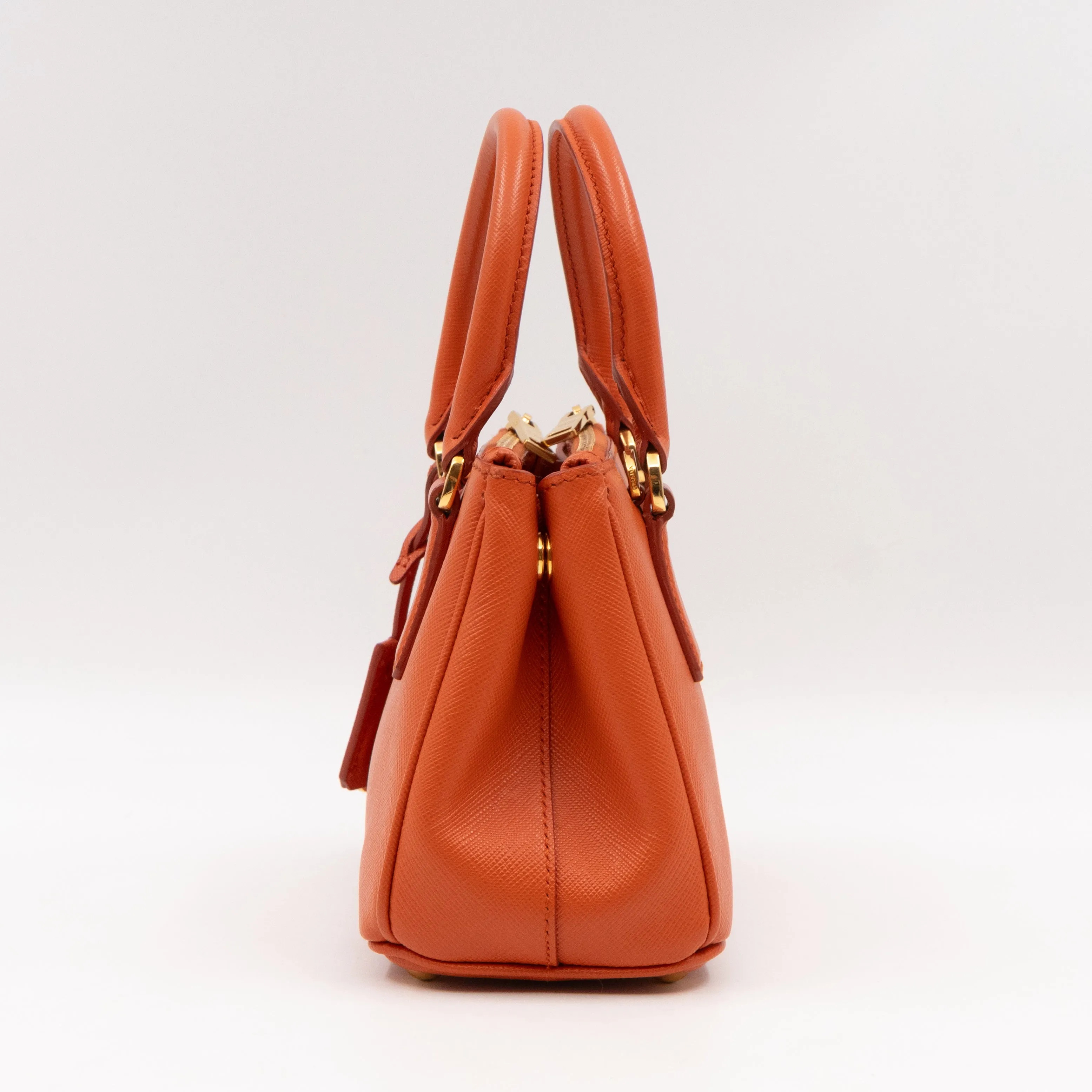 Galleria Micro Double Zip Orange Saffiano