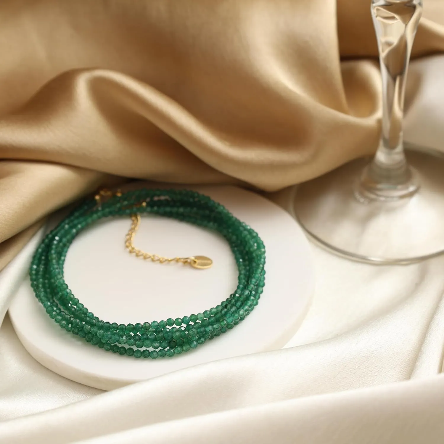 Gempires Green Jade Gemstone Necklace March Birthstone Statement Jewelry Hypoallergenic 18 Inch Gold Plated Dainty Trendy Jewelry Gifts