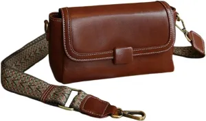 Genuine Leather Crossbody Bag, Classic Shoulder Purse with Adjustable Strap for Women