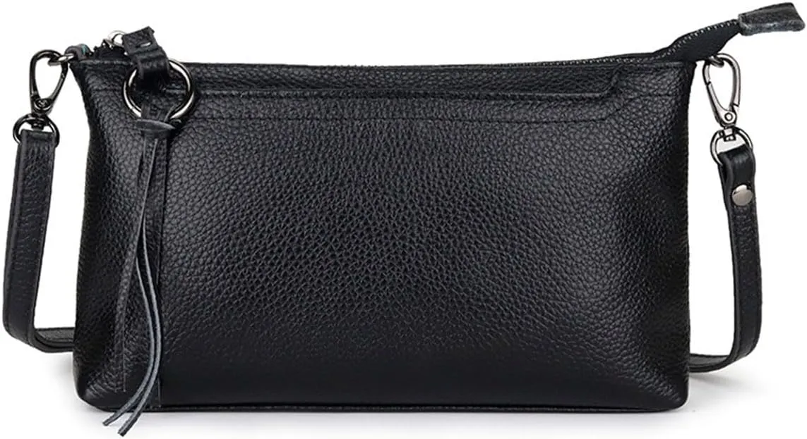 Genuine Leather Crossbody Bag For Women Small Tassel Shoulder Bag Zipper Clutch Phone Wallet Purse