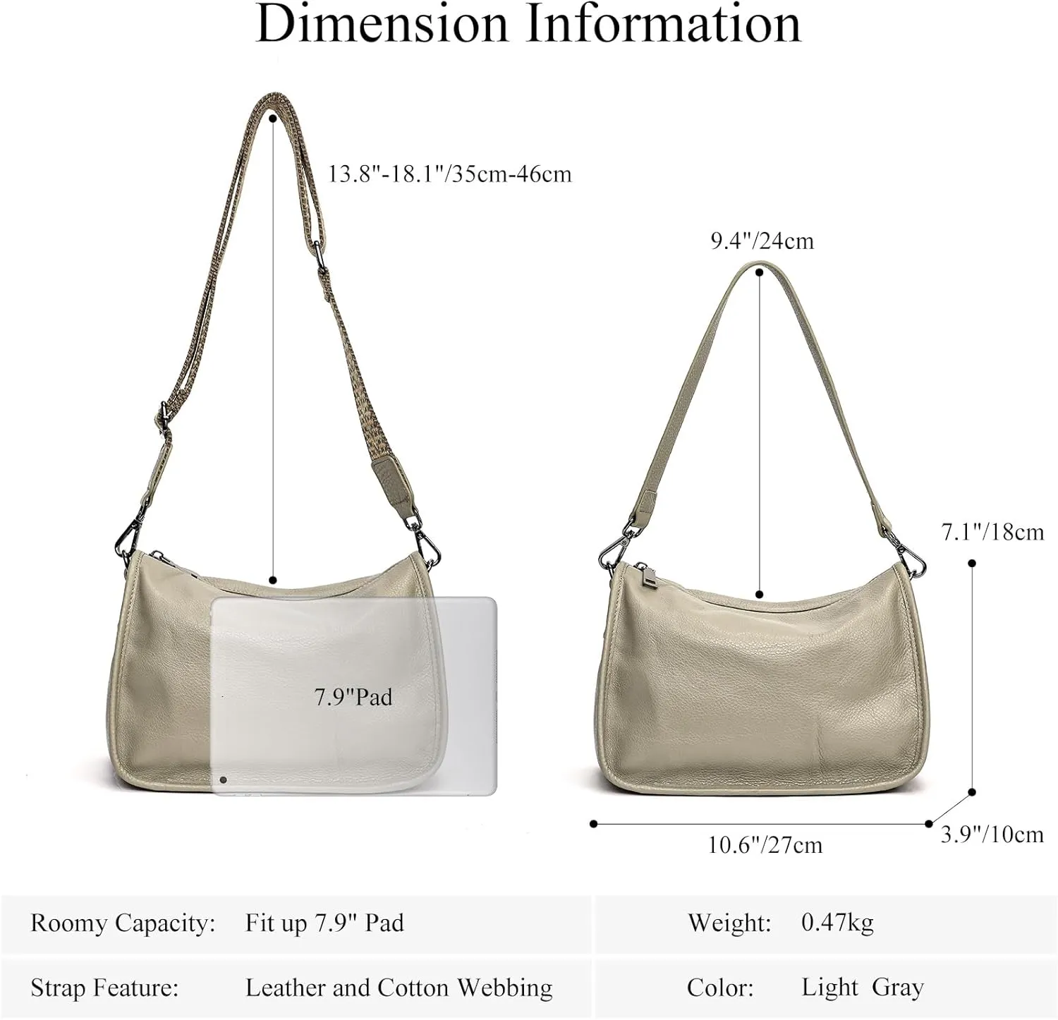 Genuine Leather Crossbody Bag Womens Lightweight Shoulder Purse ladies Small Hobo Handbag