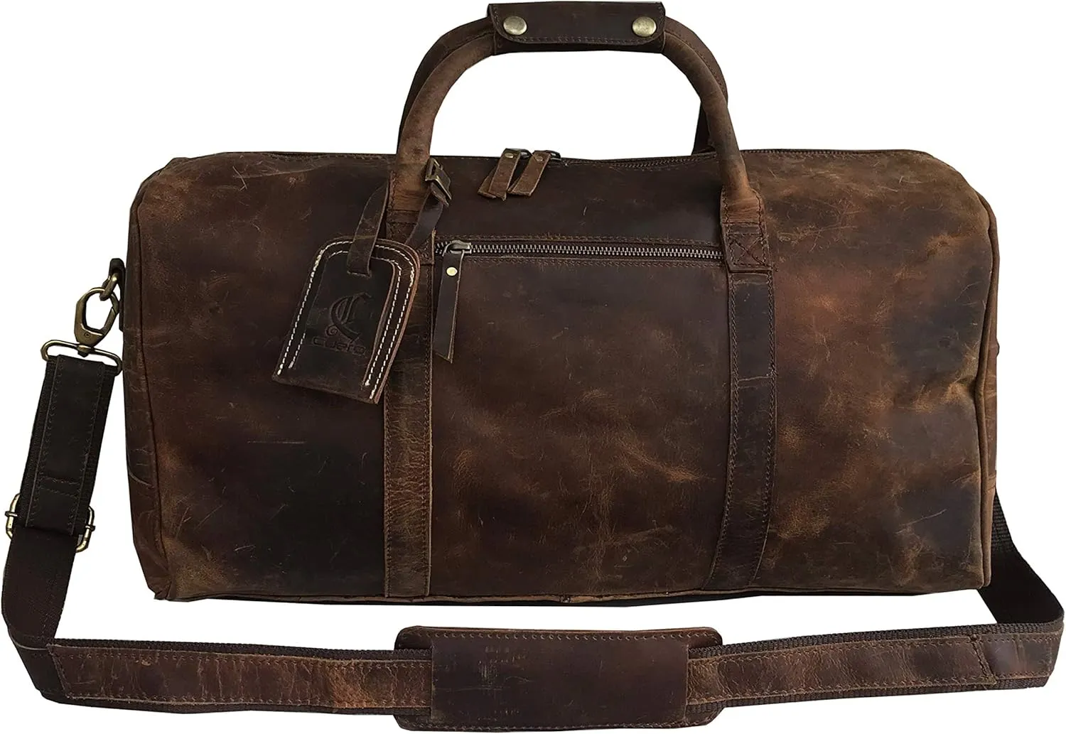 Genuine Leather Duffel | Travel Overnight Weekend Leather Bag | Sports Gym Duffel for Men (21" L x 12" H x 10")